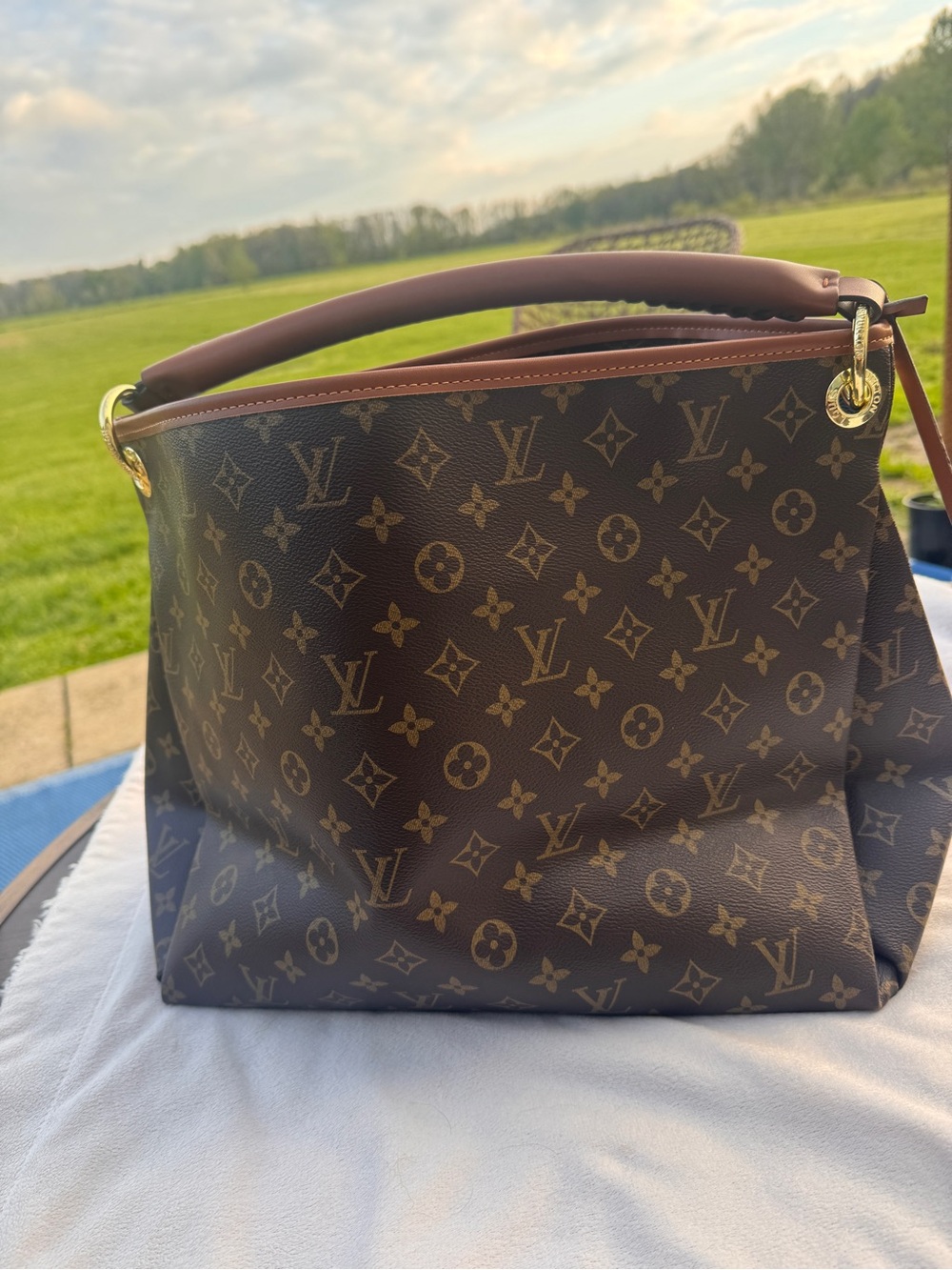 Louis Vuitton Monogram Canvas Shoulder Bag in Brown and Tan - Picture 8 of 10